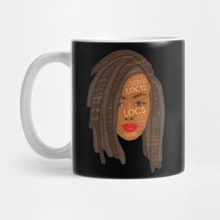 Brown Locs Drawing Words in Hair Mug